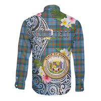 Personalised Hawaii State Long Sleeve Button Shirt Tropical Flowers With Tartan Pattern LT05 - Polynesian Pride