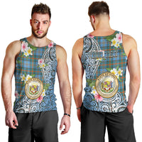 Personalised Hawaii State Men Tank Top Tropical Flowers With Tartan Pattern LT05 - Polynesian Pride