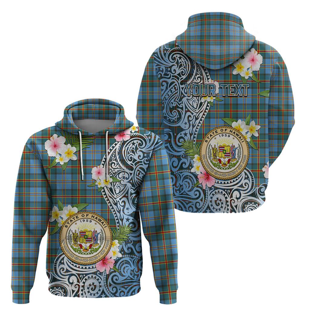 Personalised Hawaii State Zip Hoodie Tropical Flowers With Tartan Pattern LT05 - Polynesian Pride