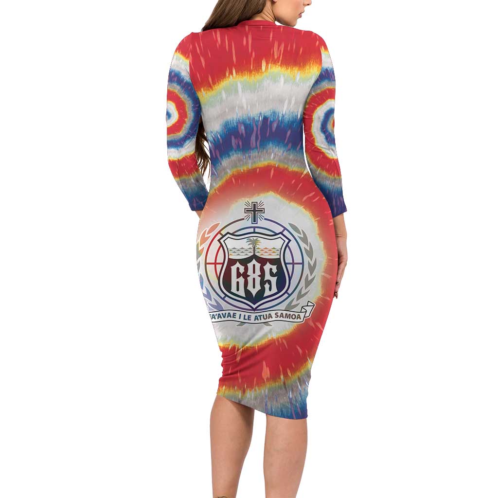 Samoa Family Matching Long Sleeve Bodycon Dress and Hawaiian Shirt Tie Dye Unique Style