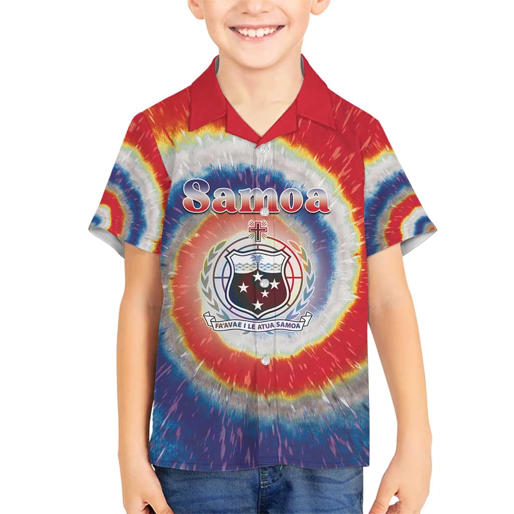 Samoa Family Matching Off Shoulder Short Dress and Hawaiian Shirt Tie Dye Unique Style