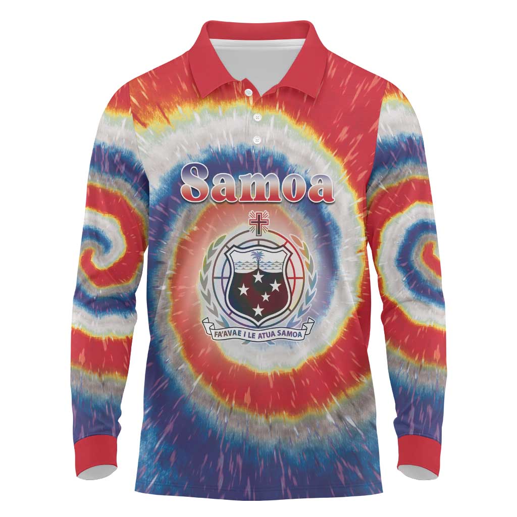 Samoa Long Sleeve Polo Shirt Tie Dye Unique Style