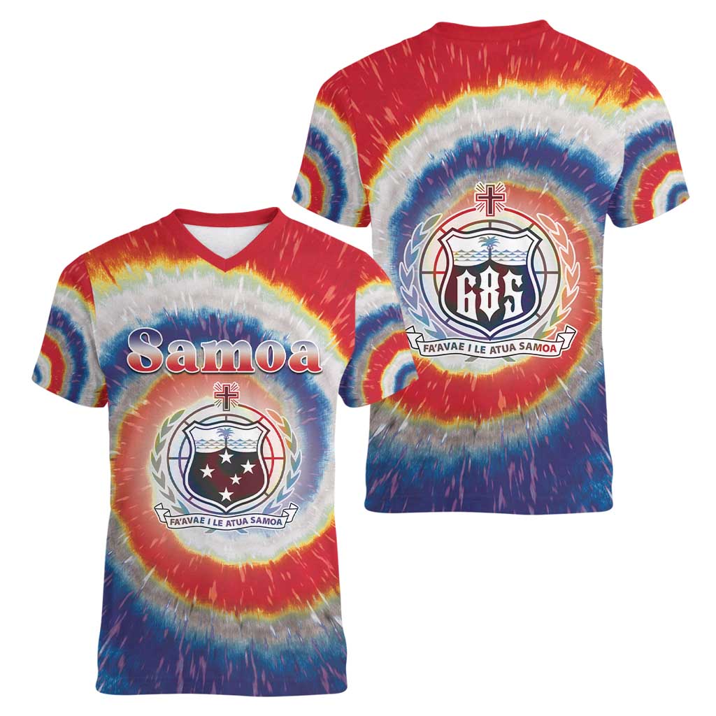 Samoa Women V-Neck T-Shirt Tie Dye Unique Style