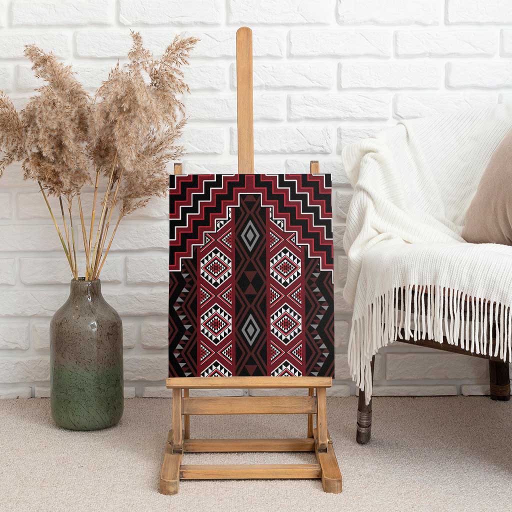 New Zealand Aotearoa Canvas Wall Art Red Poutama With Taniko Pattern LT05