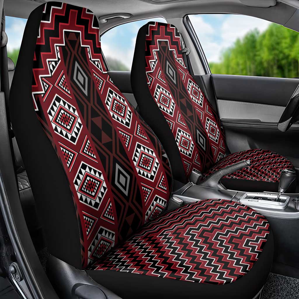 New Zealand Aotearoa Car Seat Cover Red Poutama With Taniko Pattern LT05