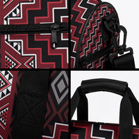 New Zealand Aotearoa Duffle Bag Red Poutama With Taniko Pattern