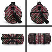 New Zealand Aotearoa Duffle Bag Red Poutama With Taniko Pattern