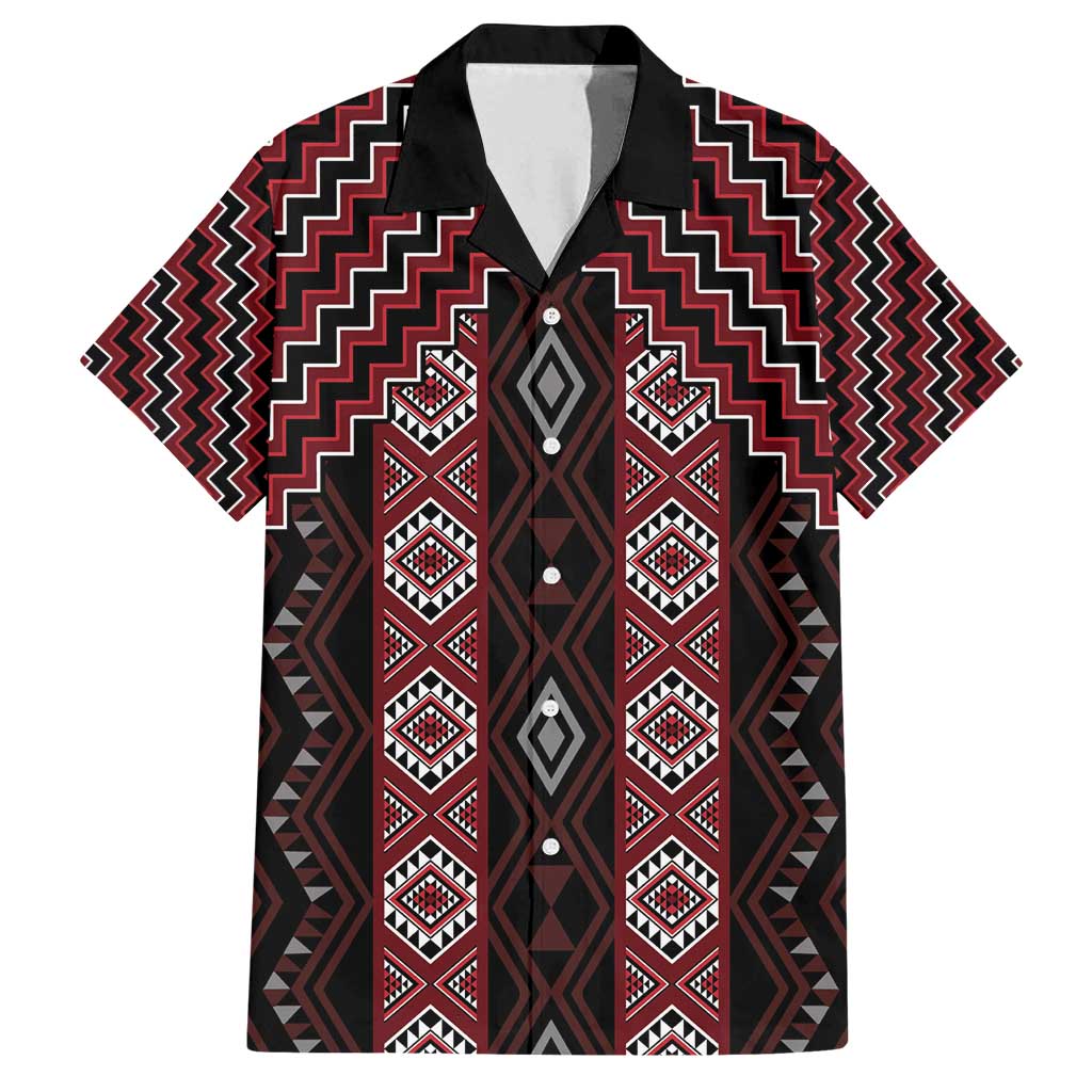 New Zealand Aotearoa Family Matching Long Sleeve Bodycon Dress and Hawaiian Shirt Red Poutama With Taniko Pattern LT05 Dad's Shirt - Short Sleeve Red - Polynesian Pride