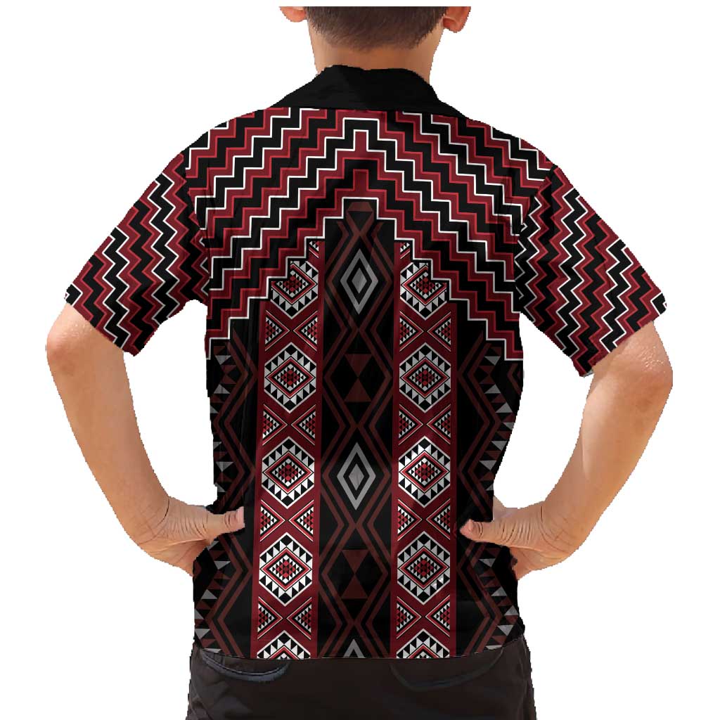 New Zealand Aotearoa Family Matching Mermaid Dress and Hawaiian Shirt Red Poutama With Taniko Pattern LT05 - Polynesian Pride