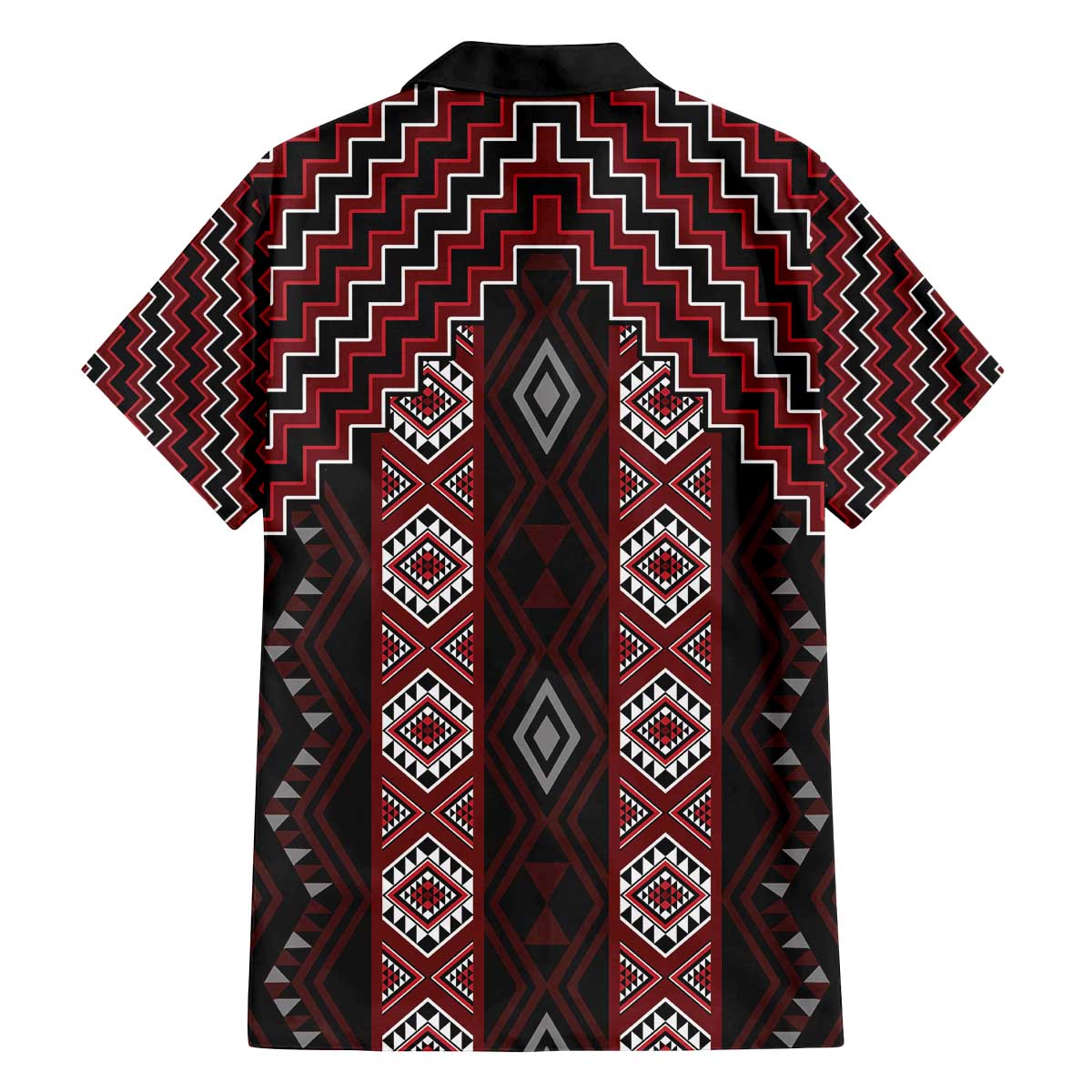 New Zealand Aotearoa Family Matching Off The Shoulder Long Sleeve Dress and Hawaiian Shirt Red Poutama With Taniko Pattern LT05 - Polynesian Pride