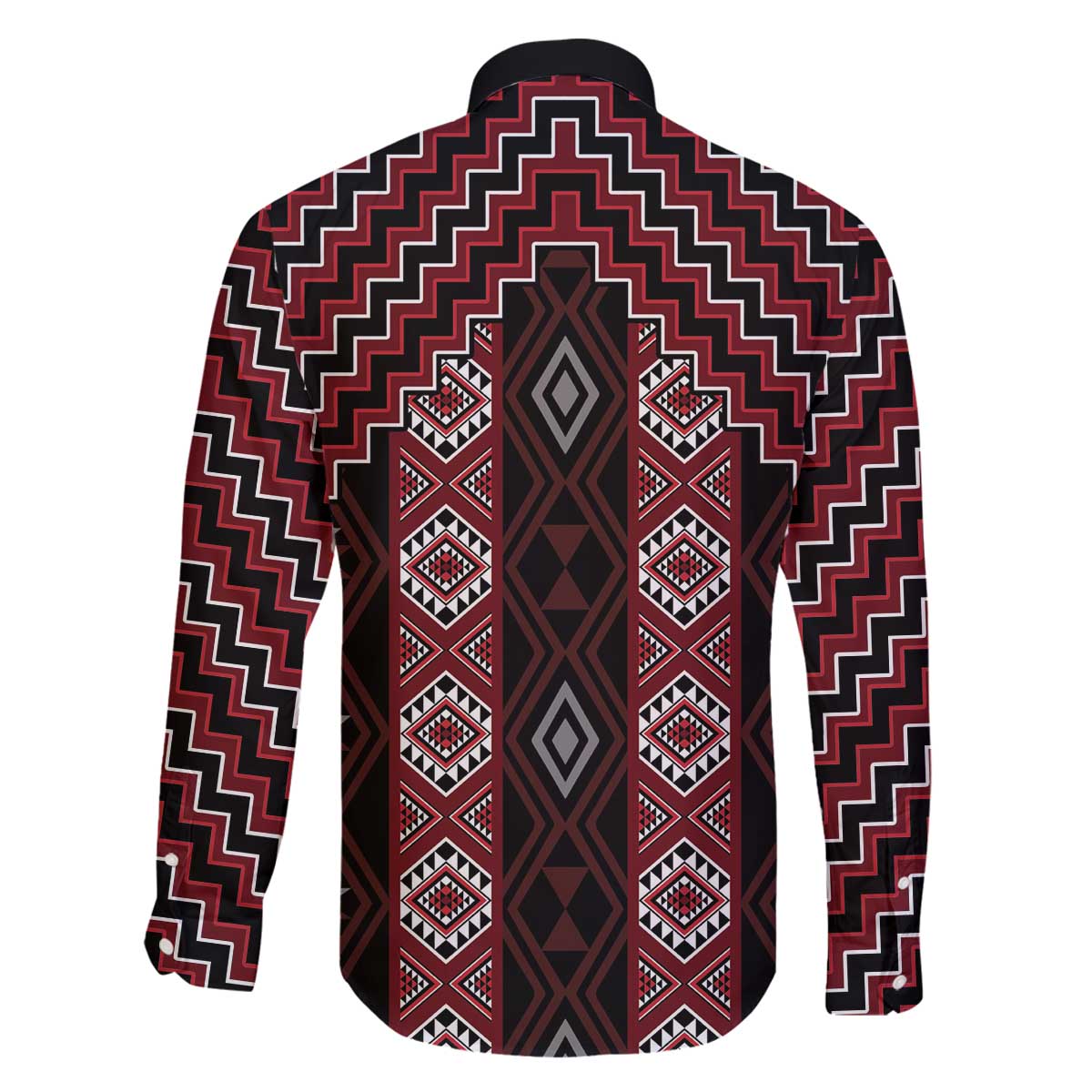 New Zealand Aotearoa Family Matching Off The Shoulder Long Sleeve Dress and Hawaiian Shirt Red Poutama With Taniko Pattern LT05 - Polynesian Pride