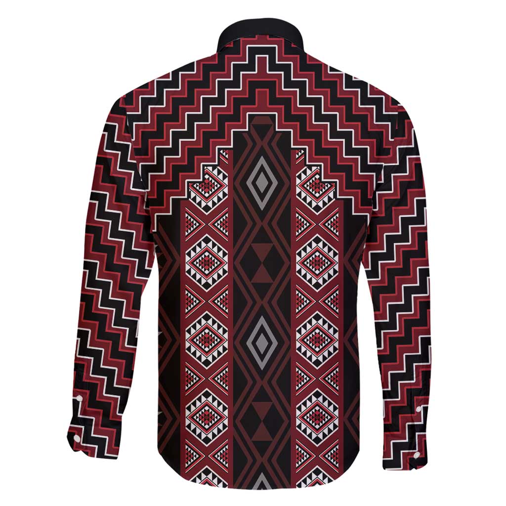 New Zealand Aotearoa Family Matching Off Shoulder Short Dress and Hawaiian Shirt Red Poutama With Taniko Pattern LT05 - Polynesian Pride