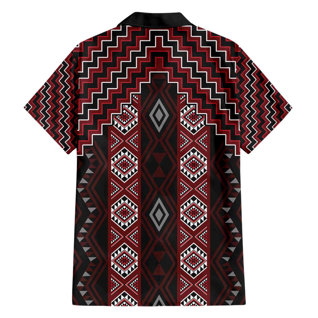 New Zealand Aotearoa Family Matching Short Sleeve Bodycon Dress and Hawaiian Shirt Red Poutama With Taniko Pattern LT05 - Polynesian Pride