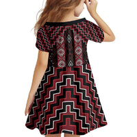 New Zealand Aotearoa Family Matching Tank Maxi Dress and Hawaiian Shirt Red Poutama With Taniko Pattern LT05 - Polynesian Pride
