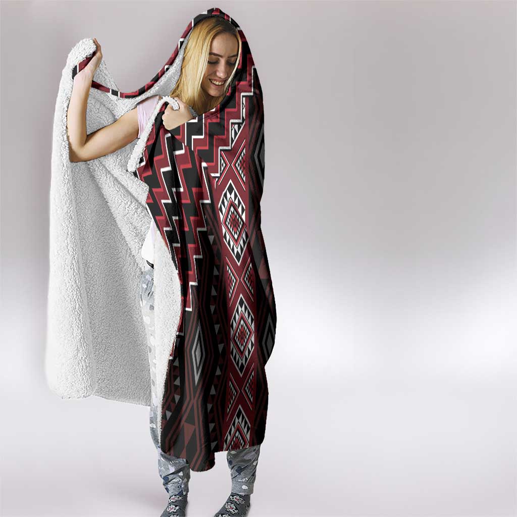 New Zealand Aotearoa Hooded Blanket Red Poutama With Taniko Pattern LT05