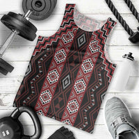 New Zealand Aotearoa Men Tank Top Red Poutama With Taniko Pattern LT05