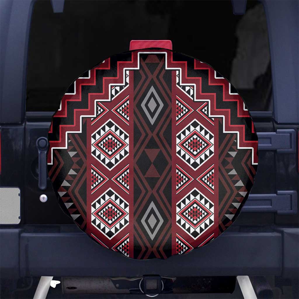 New Zealand Aotearoa Spare Tire Cover Red Poutama With Taniko Pattern LT05