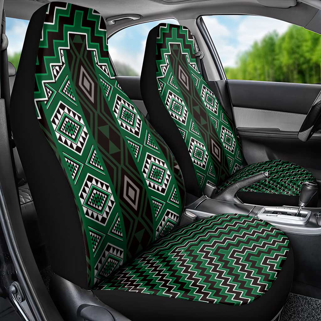 New Zealand Aotearoa Car Seat Cover Green Poutama With Taniko Pattern LT05