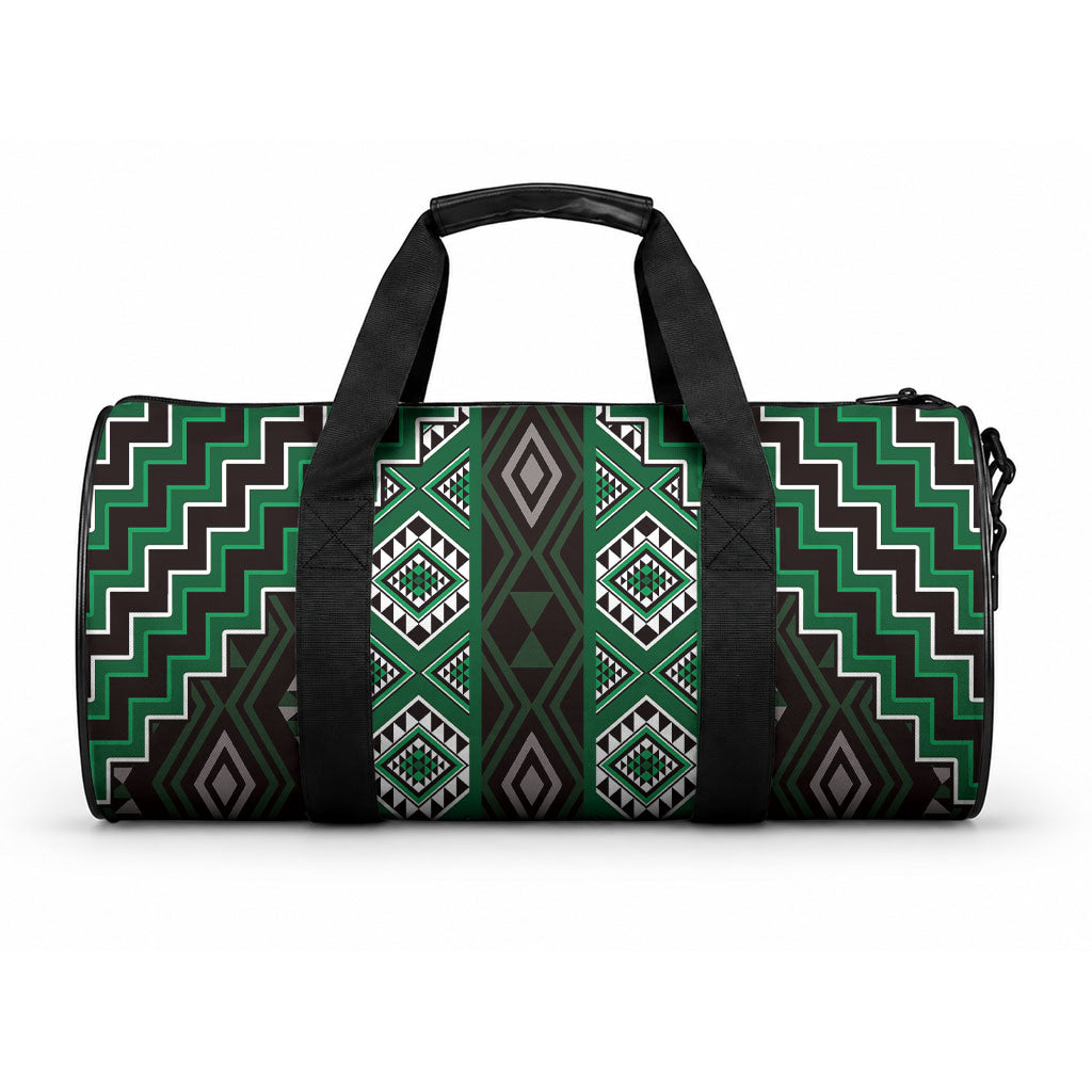 New Zealand Aotearoa Duffle Bag Green Poutama With Taniko Pattern LT05 One size Green - Polynesian Pride