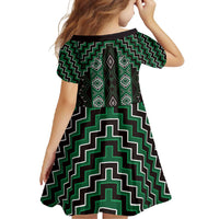 New Zealand Aotearoa Family Matching Mermaid Dress and Hawaiian Shirt Green Poutama With Taniko Pattern LT05 - Polynesian Pride