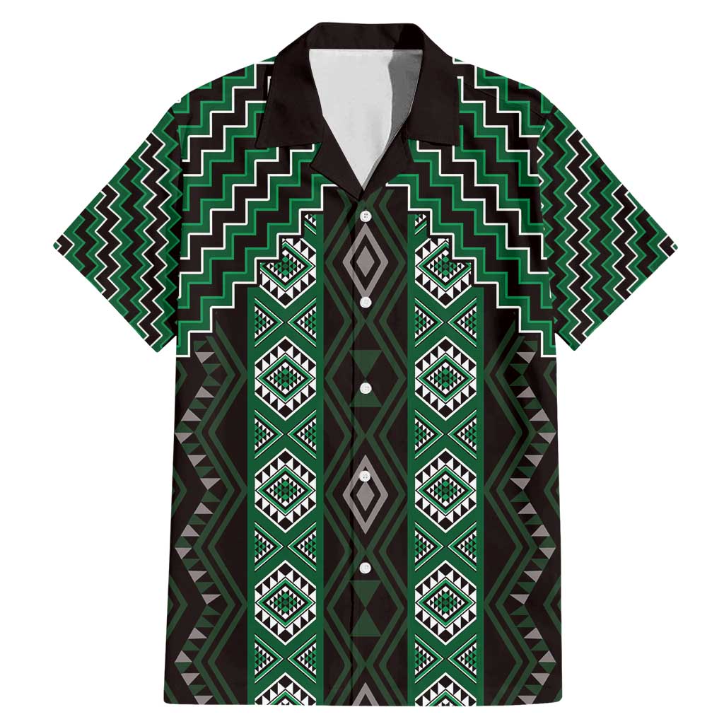 New Zealand Aotearoa Family Matching Mermaid Dress and Hawaiian Shirt Green Poutama With Taniko Pattern LT05 Dad's Shirt - Short Sleeve Green - Polynesian Pride