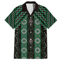 New Zealand Aotearoa Family Matching Off The Shoulder Long Sleeve Dress and Hawaiian Shirt Green Poutama With Taniko Pattern LT05 Dad's Shirt - Short Sleeve Green - Polynesian Pride
