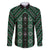 New Zealand Aotearoa Family Matching Off The Shoulder Long Sleeve Dress and Hawaiian Shirt Green Poutama With Taniko Pattern LT05