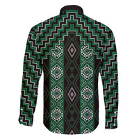 New Zealand Aotearoa Family Matching Off Shoulder Maxi Dress and Hawaiian Shirt Green Poutama With Taniko Pattern LT05 - Polynesian Pride
