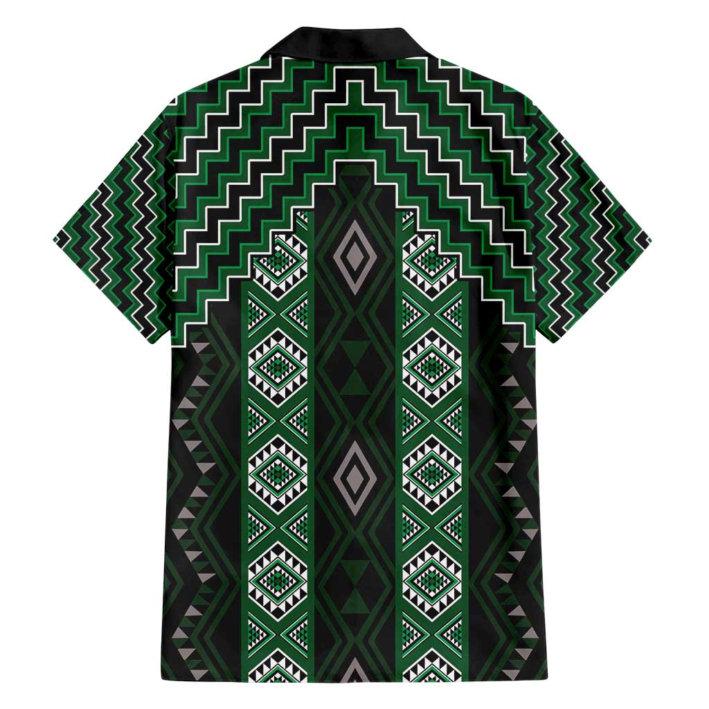 New Zealand Aotearoa Family Matching Puletasi and Hawaiian Shirt Green Poutama With Taniko Pattern LT05 - Polynesian Pride