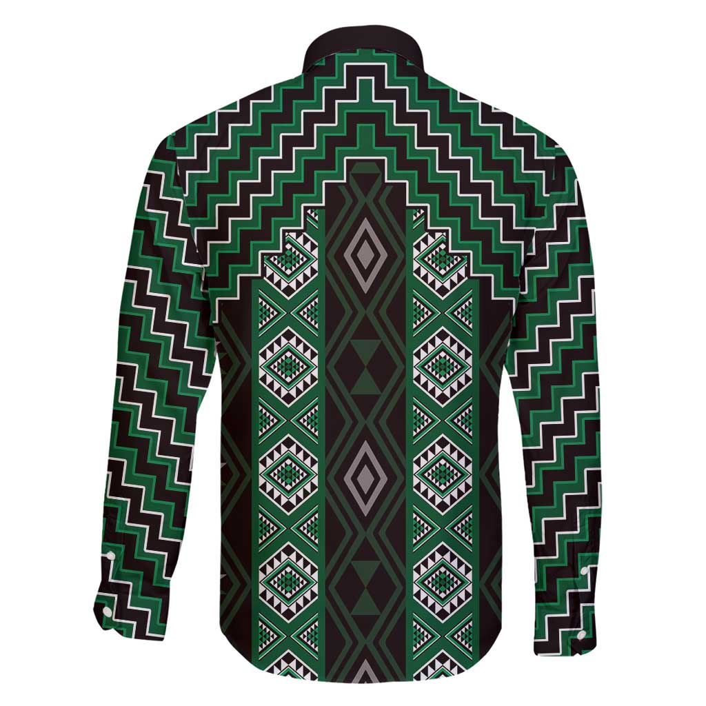 New Zealand Aotearoa Family Matching Puletasi and Hawaiian Shirt Green Poutama With Taniko Pattern LT05 - Polynesian Pride