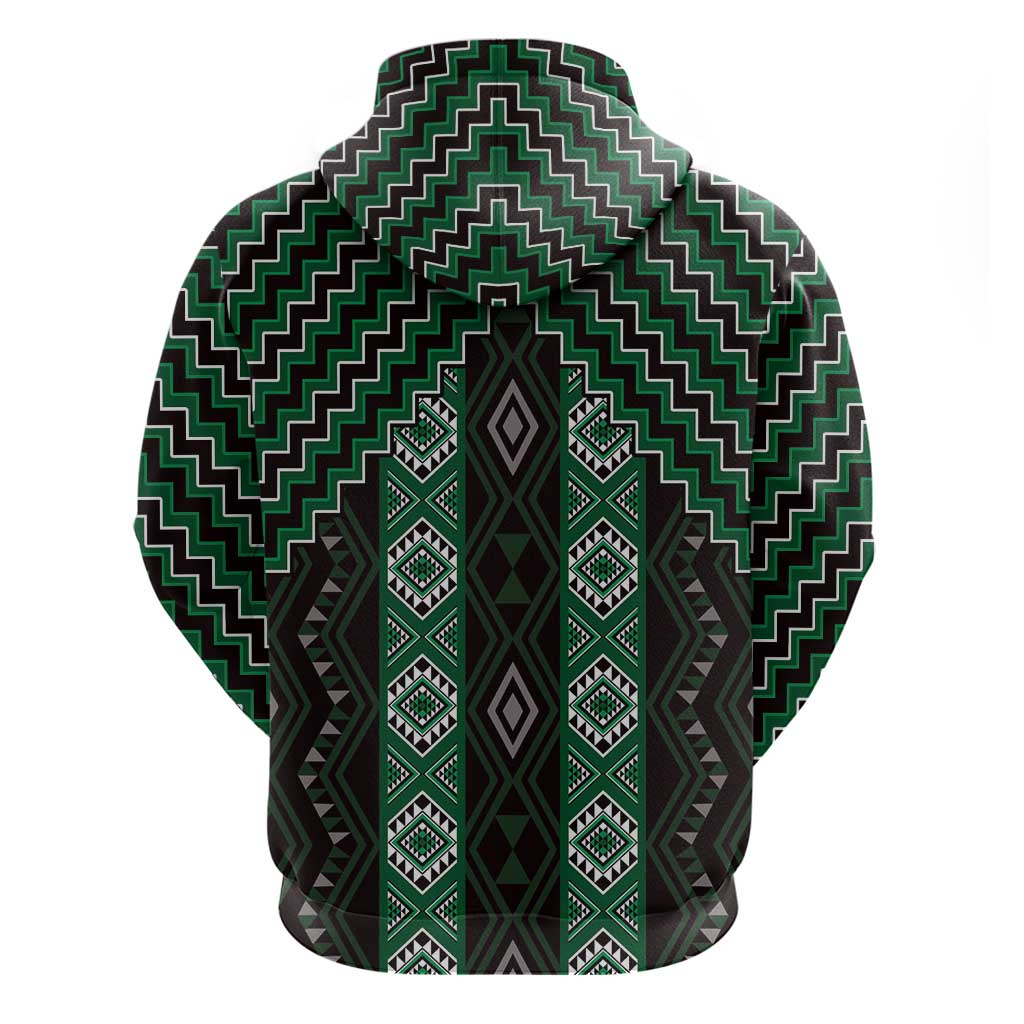 New Zealand Aotearoa Hoodie Green Poutama With Taniko Pattern LT05