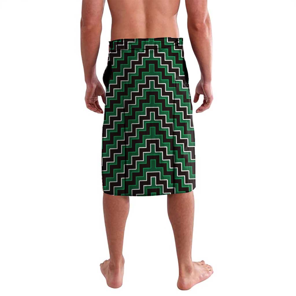 New Zealand Aotearoa Lavalava Green Poutama With Taniko Pattern LT05