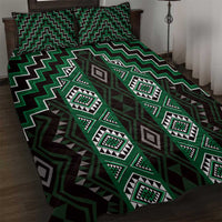 New Zealand Aotearoa Quilt Bed Set Green Poutama With Taniko Pattern LT05 Green - Polynesian Pride