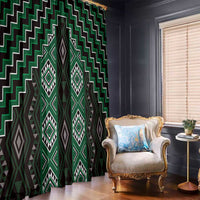 New Zealand Aotearoa Window Curtain Green Poutama With Taniko Pattern LT05