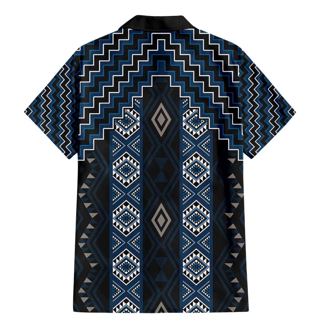 New Zealand Aotearoa Family Matching Mermaid Dress and Hawaiian Shirt Blue Poutama With Taniko Pattern LT05 - Polynesian Pride
