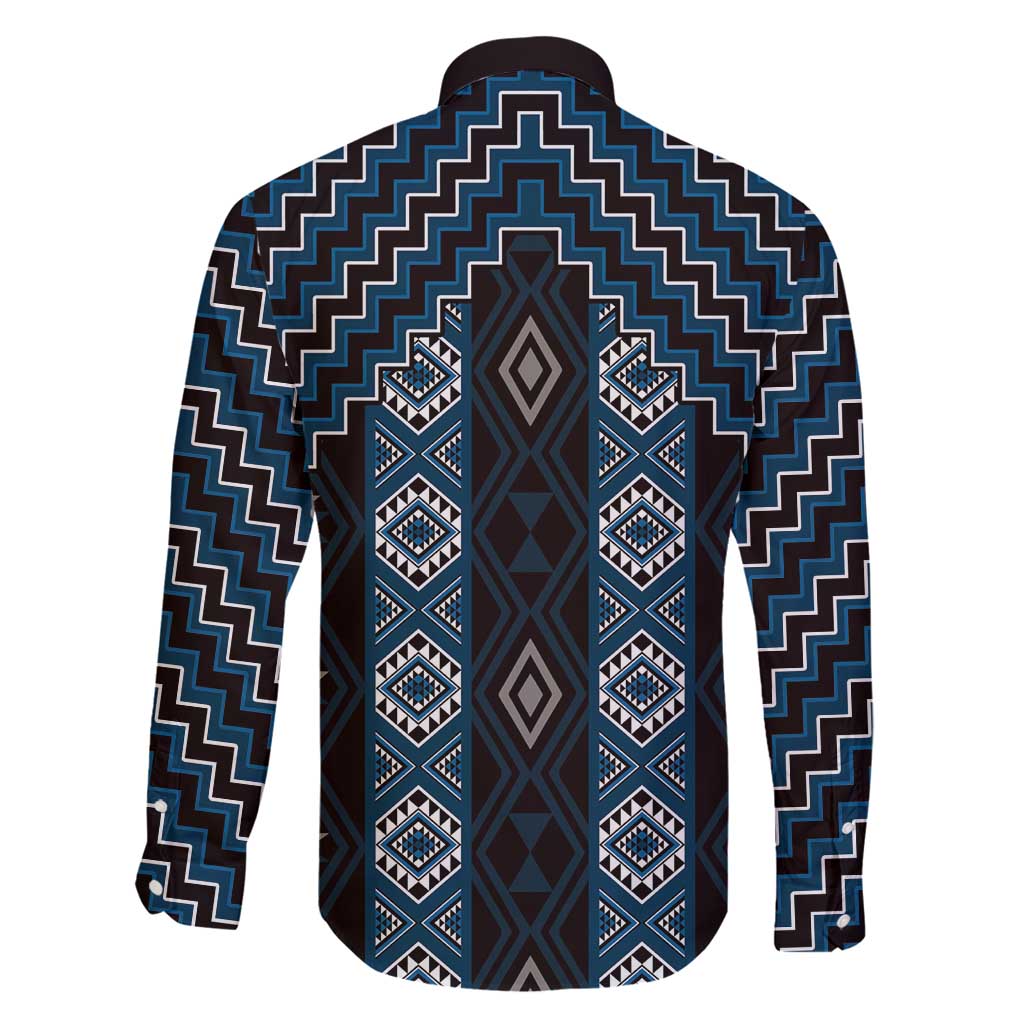 New Zealand Aotearoa Family Matching Mermaid Dress and Hawaiian Shirt Blue Poutama With Taniko Pattern LT05 - Polynesian Pride