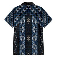 New Zealand Aotearoa Family Matching Short Sleeve Bodycon Dress and Hawaiian Shirt Blue Poutama With Taniko Pattern LT05 - Polynesian Pride