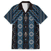New Zealand Aotearoa Family Matching Summer Maxi Dress and Hawaiian Shirt Blue Poutama With Taniko Pattern LT05 Dad's Shirt - Short Sleeve Blue - Polynesian Pride
