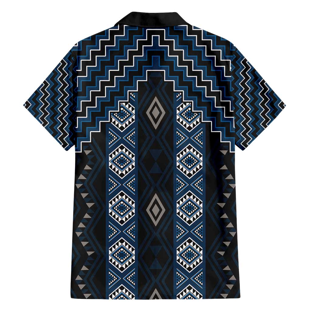 New Zealand Aotearoa Family Matching Summer Maxi Dress and Hawaiian Shirt Blue Poutama With Taniko Pattern LT05 - Polynesian Pride