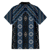New Zealand Aotearoa Family Matching Summer Maxi Dress and Hawaiian Shirt Blue Poutama With Taniko Pattern LT05 - Polynesian Pride