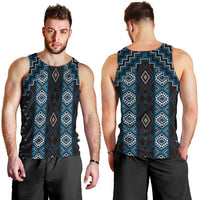 New Zealand Aotearoa Men Tank Top Blue Poutama With Taniko Pattern LT05