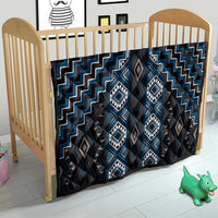 New Zealand Aotearoa Quilt Blue Poutama With Taniko Pattern LT05