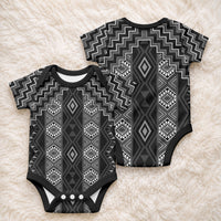 New Zealand Aotearoa Baby Onesie Black Poutama With Taniko Pattern LT05 - Polynesian Pride