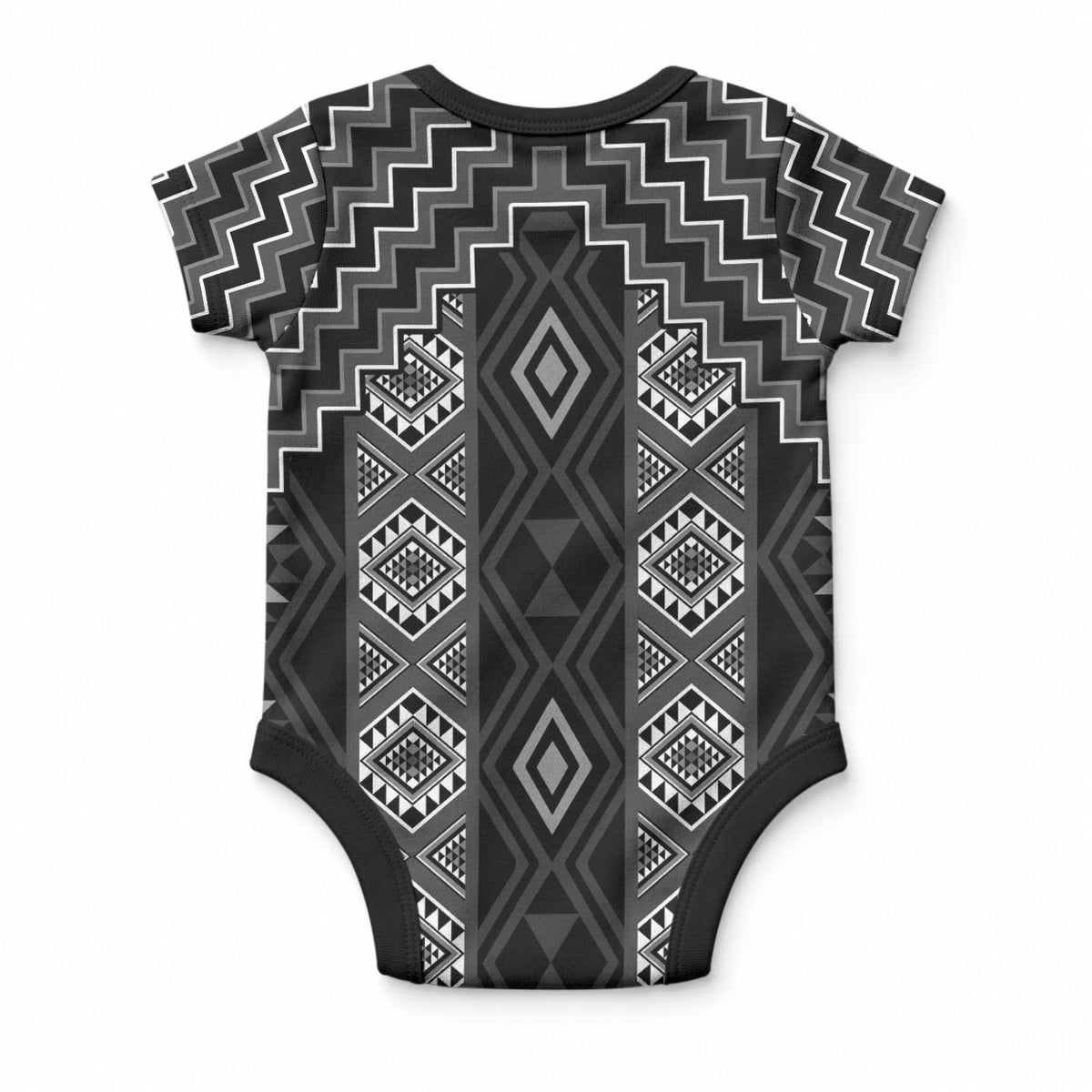 New Zealand Aotearoa Baby Onesie Black Poutama With Taniko Pattern LT05 - Polynesian Pride