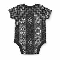 New Zealand Aotearoa Baby Onesie Black Poutama With Taniko Pattern LT05 - Polynesian Pride