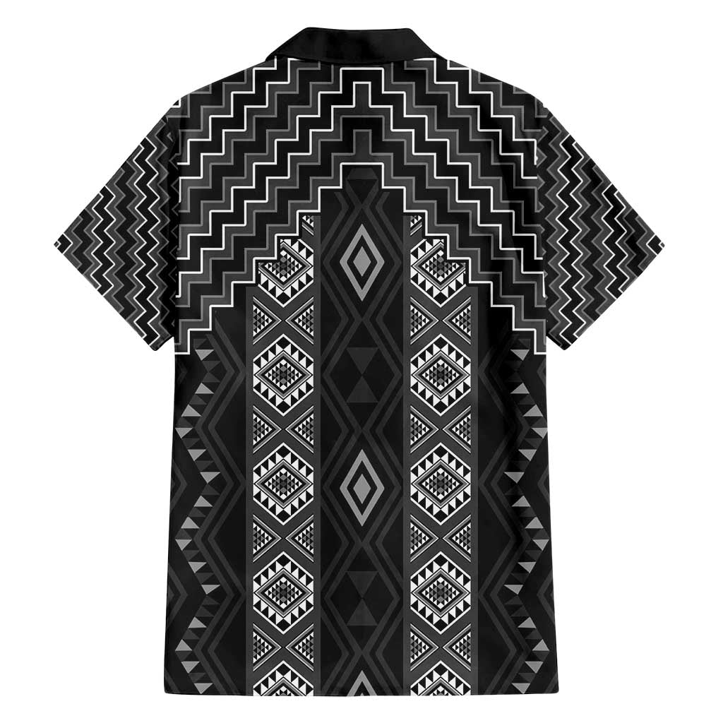 New Zealand Aotearoa Family Matching Long Sleeve Bodycon Dress and Hawaiian Shirt Black Poutama With Taniko Pattern LT05 - Polynesian Pride