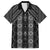 New Zealand Aotearoa Family Matching Off The Shoulder Long Sleeve Dress and Hawaiian Shirt Black Poutama With Taniko Pattern LT05
