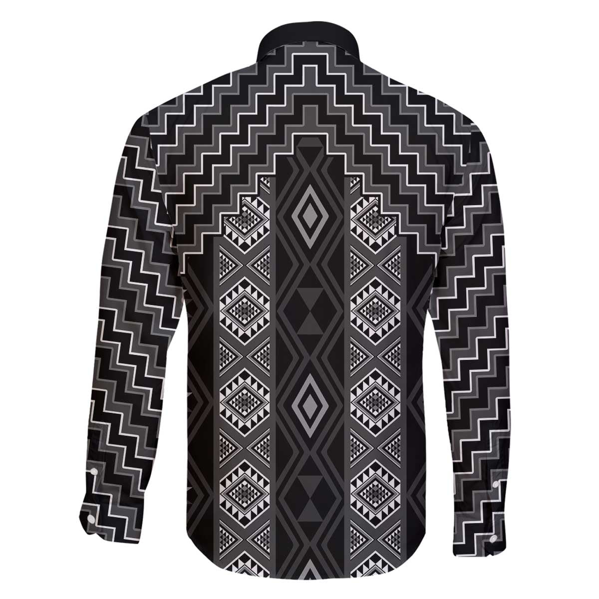 New Zealand Aotearoa Family Matching Off The Shoulder Long Sleeve Dress and Hawaiian Shirt Black Poutama With Taniko Pattern LT05 - Polynesian Pride