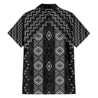 New Zealand Aotearoa Family Matching Short Sleeve Bodycon Dress and Hawaiian Shirt Black Poutama With Taniko Pattern LT05 - Polynesian Pride