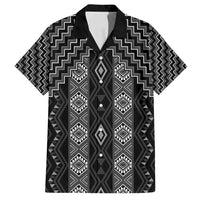 New Zealand Aotearoa Family Matching Summer Maxi Dress and Hawaiian Shirt Black Poutama With Taniko Pattern LT05 Dad's Shirt - Short Sleeve Black - Polynesian Pride